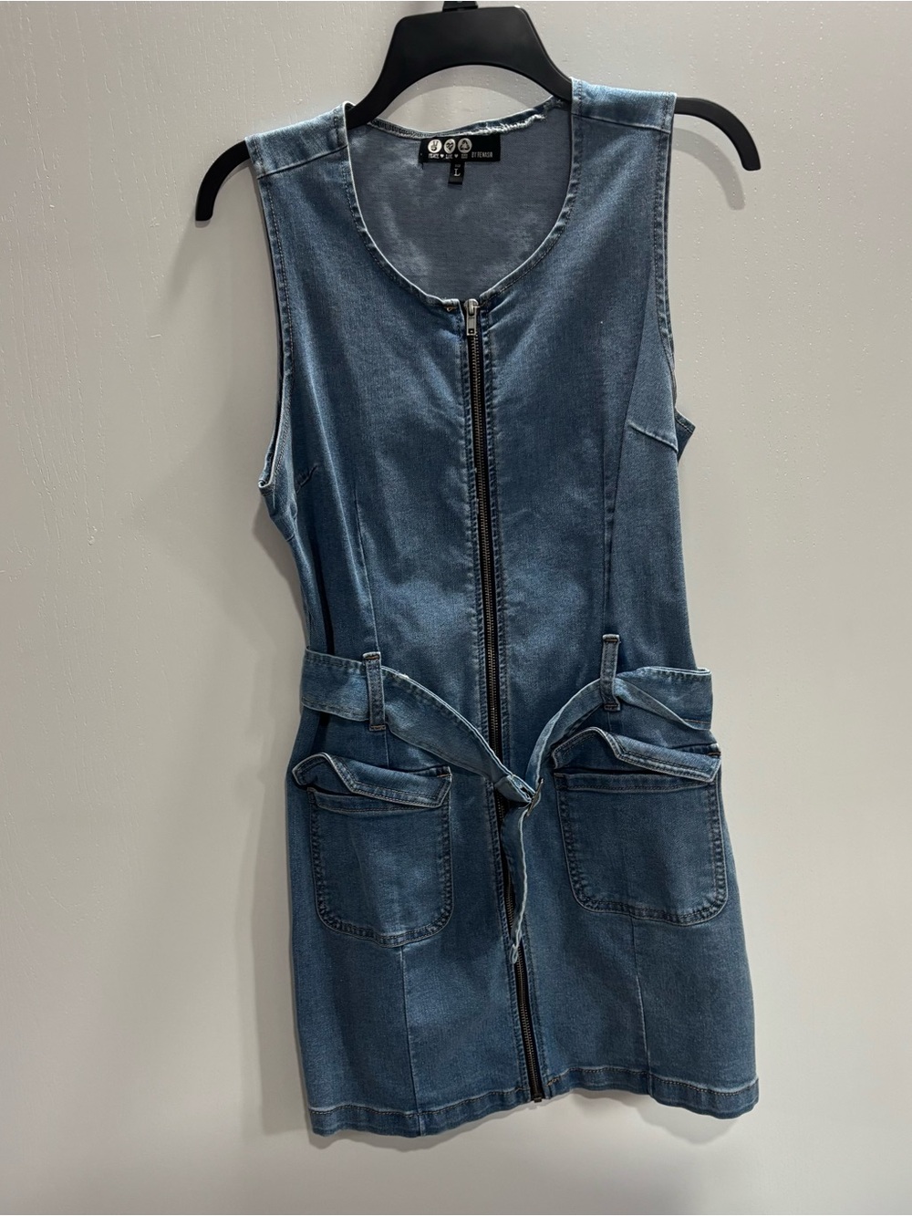 Rewash Light Blue Denim Zip-Front Top